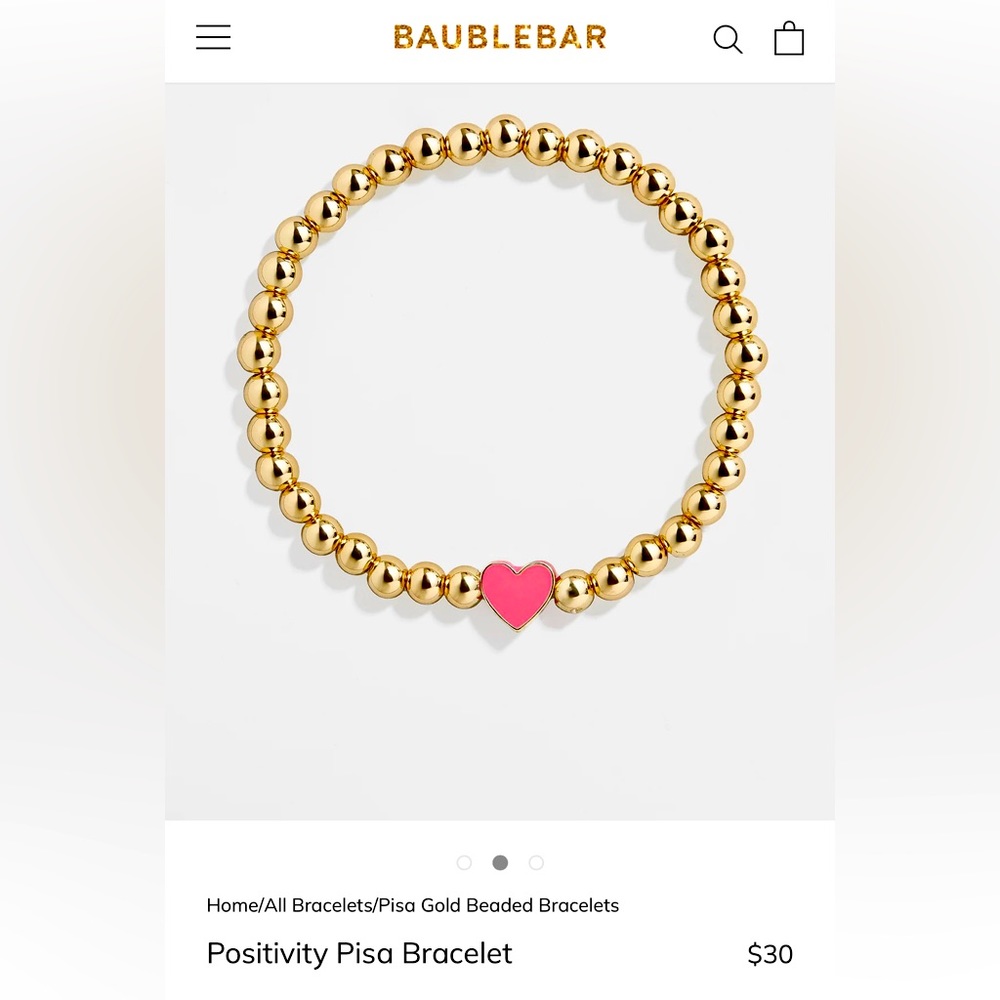 NWT BaubleBar Pisa Positivity Heart Beaded Stretch Bracelet Hot Pink